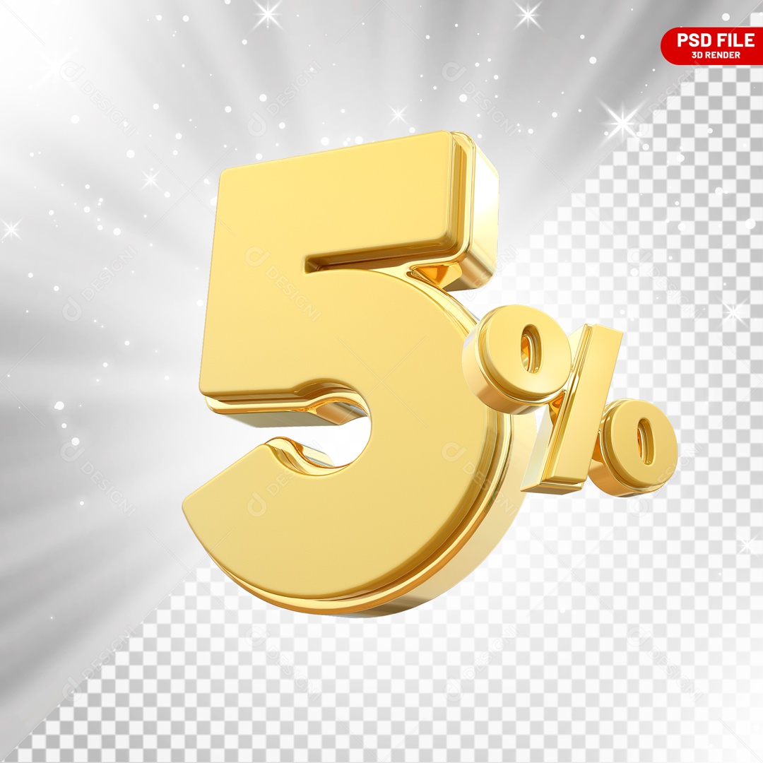 Desconto de 5% Elemento 3D para Composição PSD