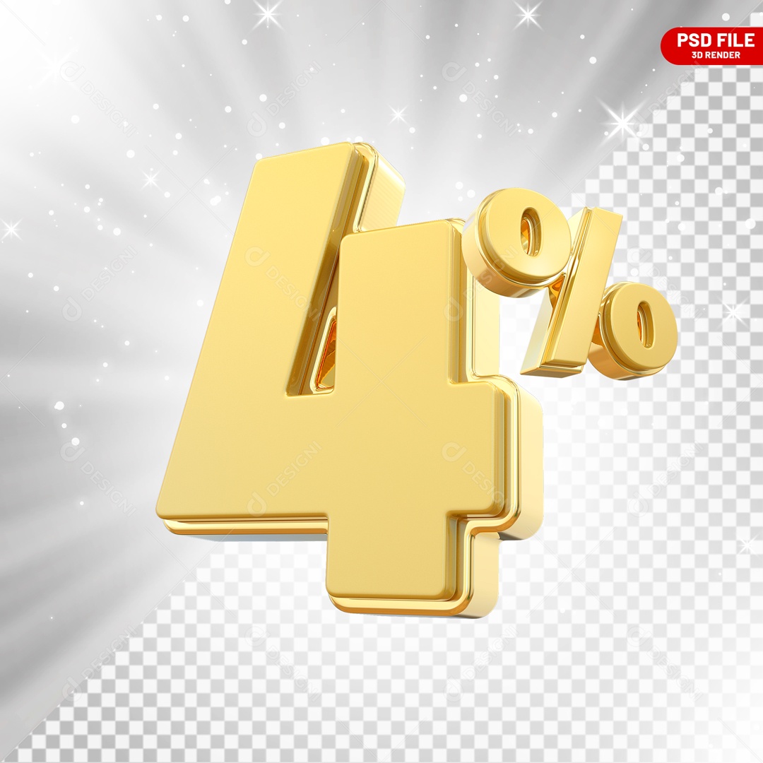 Desconto de 4% Elemento 3D para Composição PSD