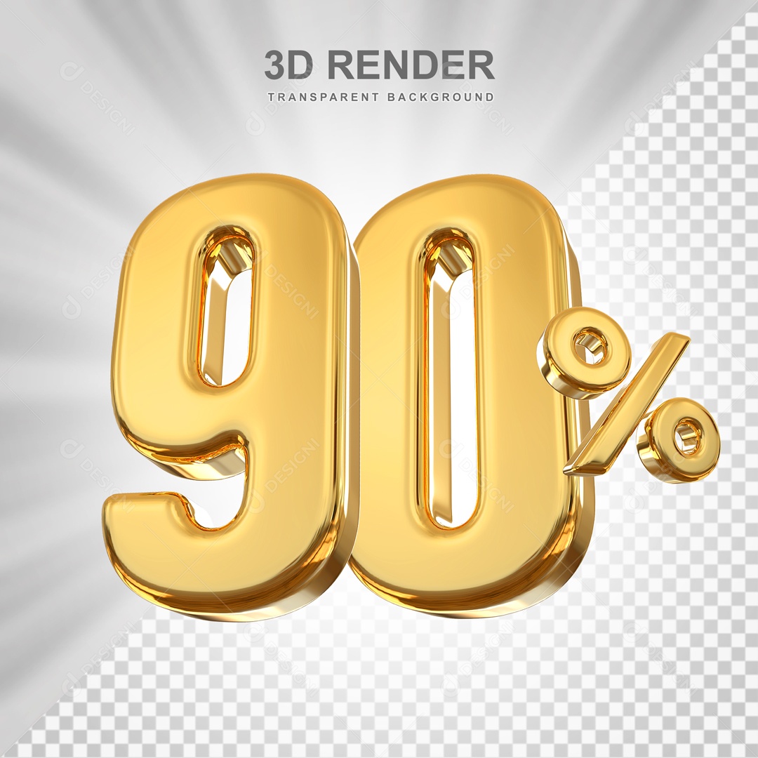 Desconto de 90% Elemento 3D Dourado para Composição PSD