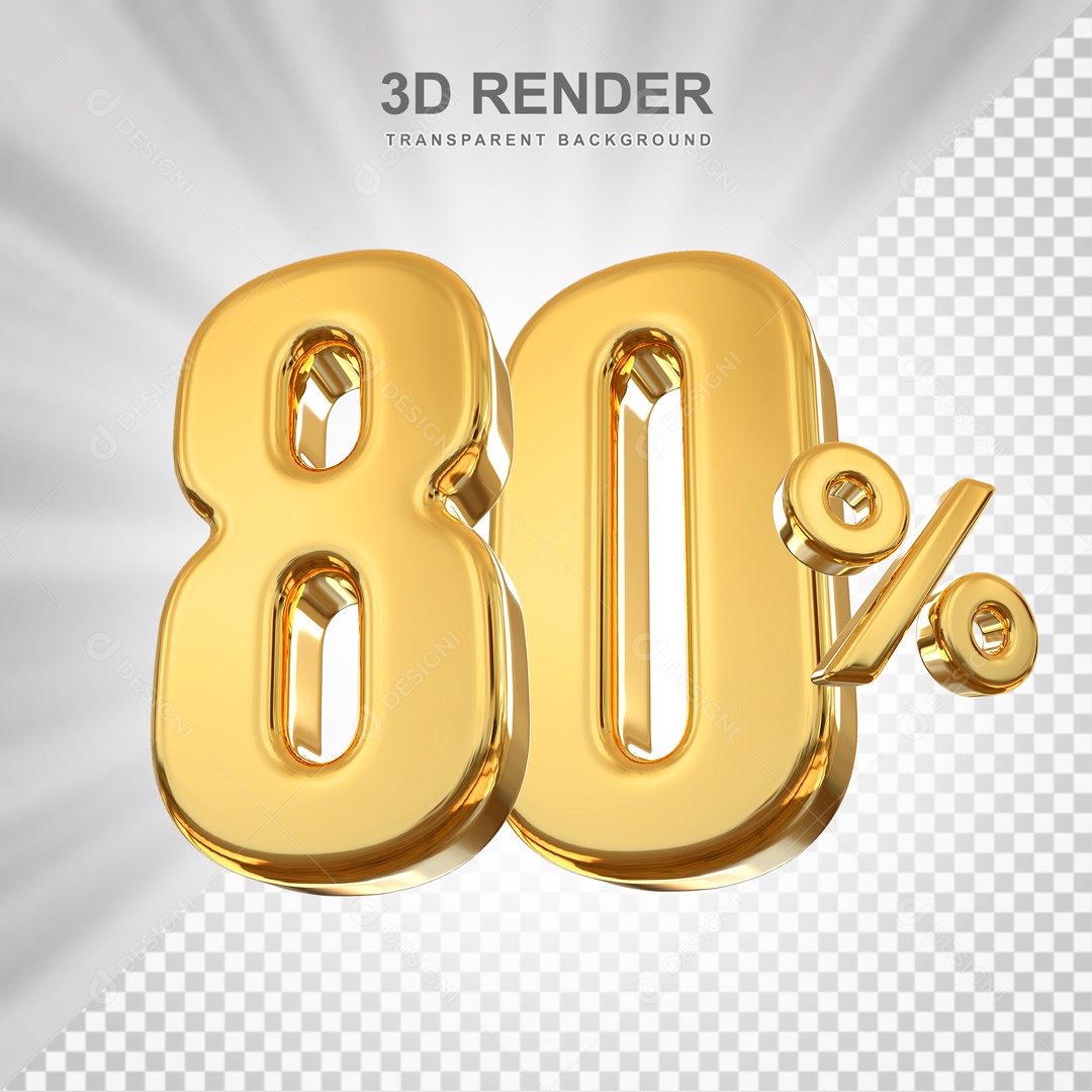 Desconto de 80% Elemento 3D Dourado para Composição PSD