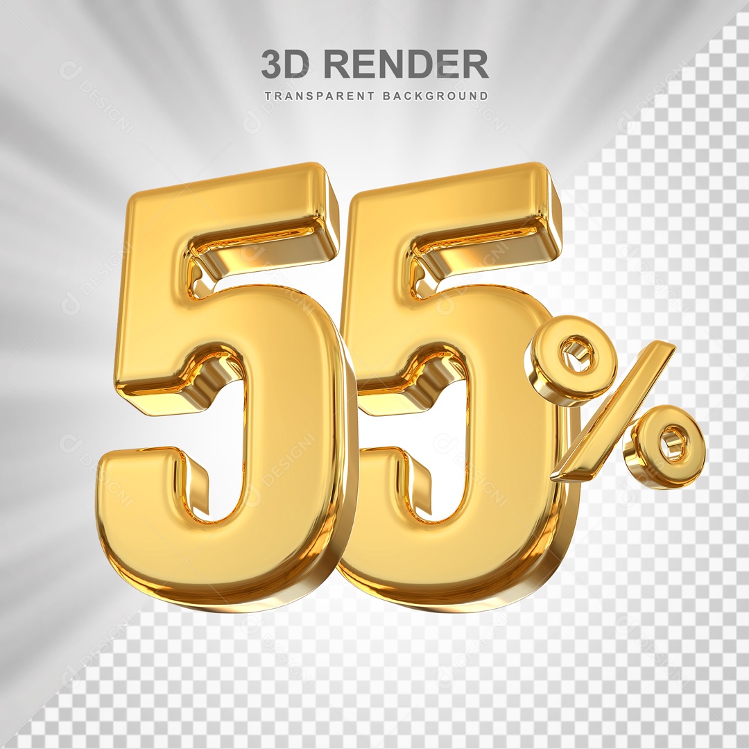 Desconto de 55% Elemento 3D Dourado para Composição PSD