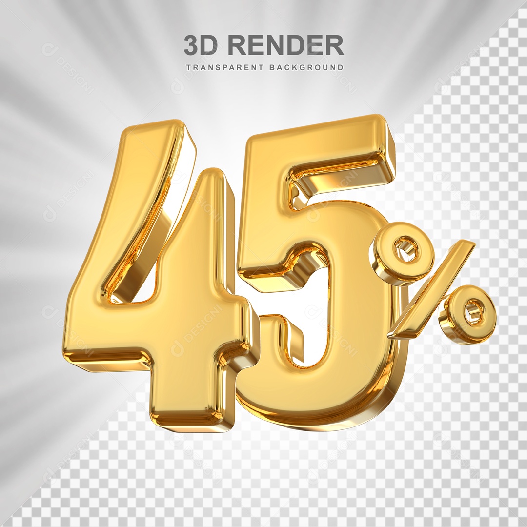 Desconto de 45% Elemento 3D Dourado para Composição PSD