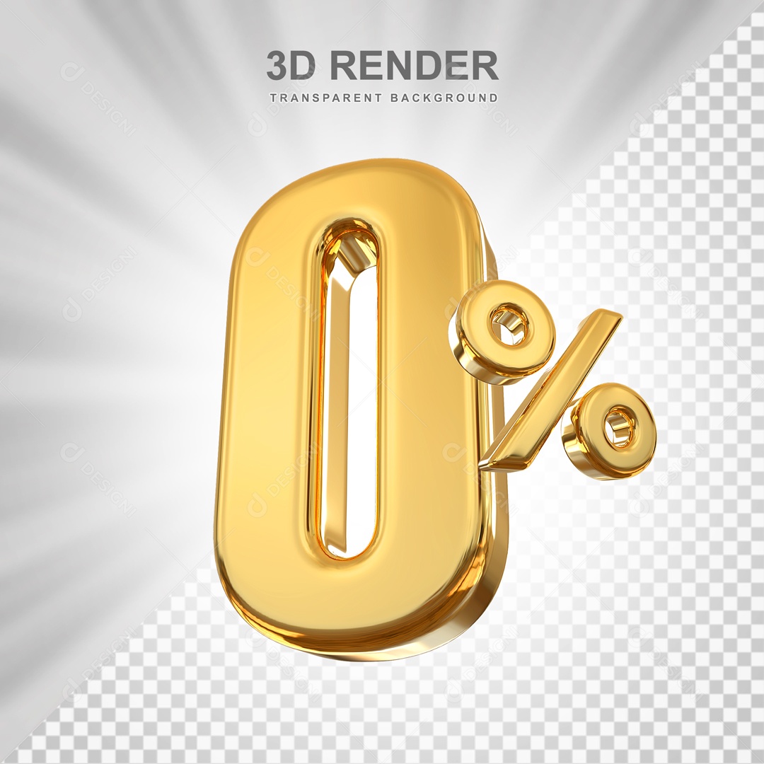 Desconto de 0% Elemento 3D Dourado para Composição PSD