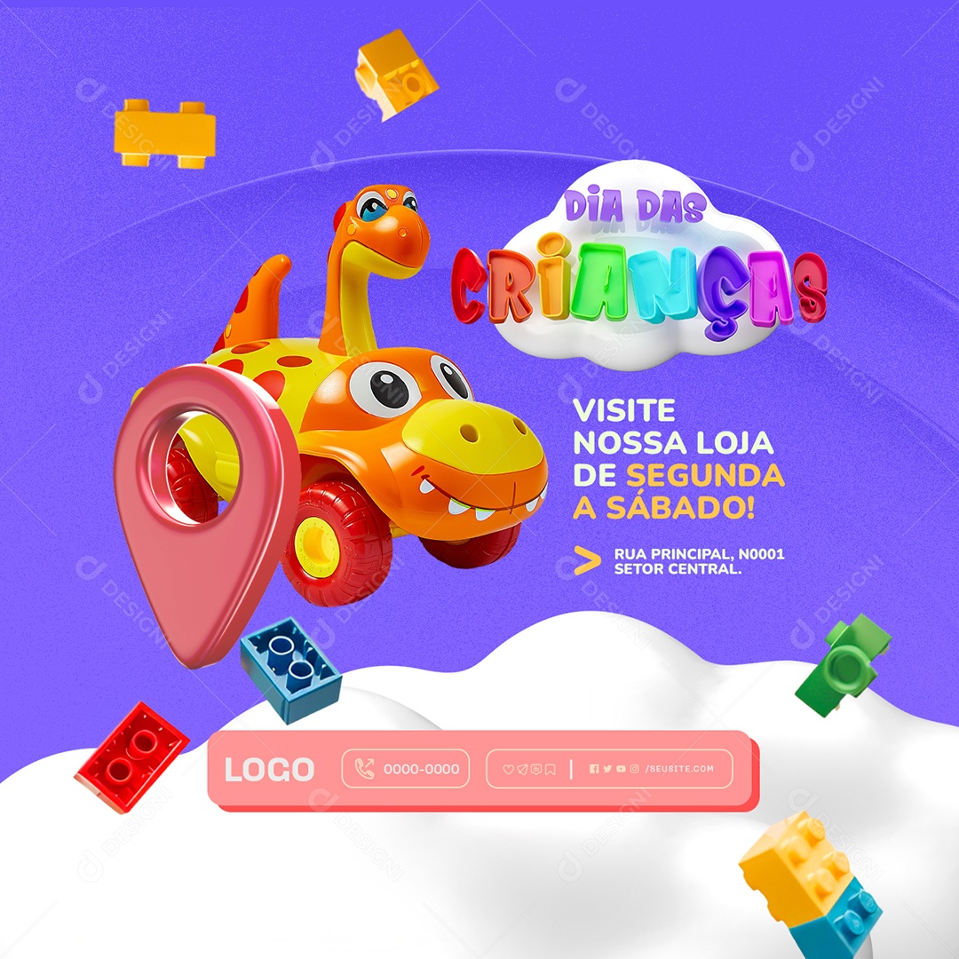 Loja de Brinquedos Visite Nossa Loija de Segunda a Sábado Social Media PSD Editável