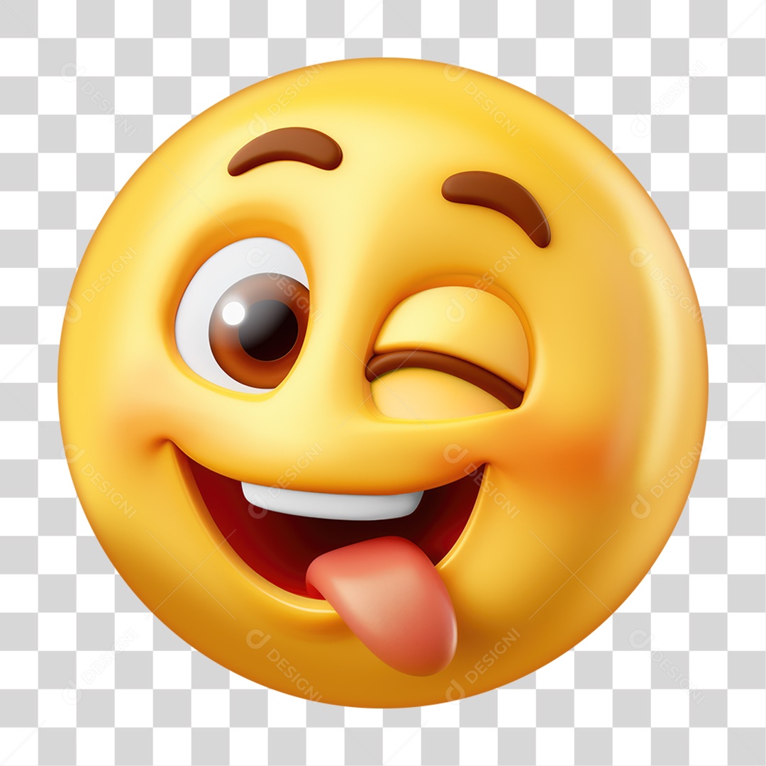Emoji de Carinha com Olho Piscando e Língua para Fora PNG Transparente