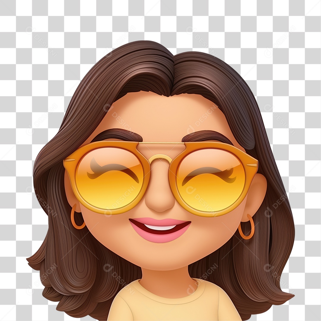 Emoji de Mulher com Óculos de Sol Amarelo PNG Transparente