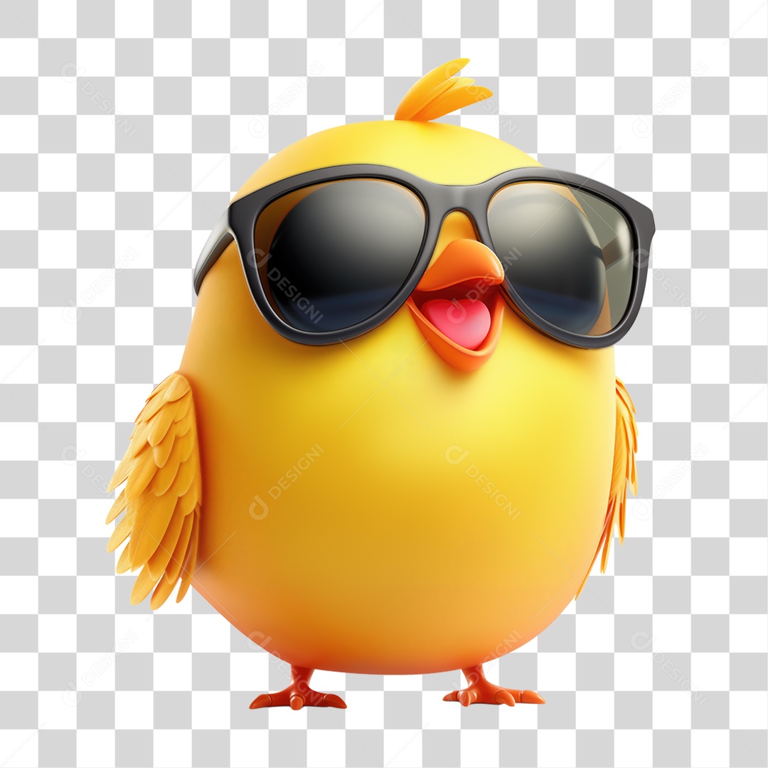 Emoji de Pintinho com Óculos de Sol PNG Transparente