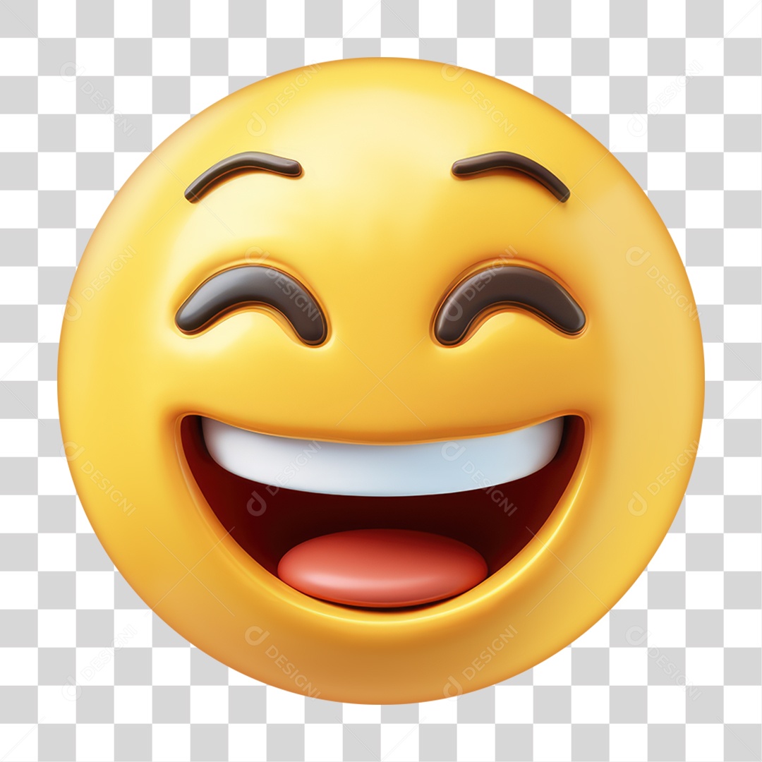 Emoji Rindo com Olhos Fechados PNG Transparente