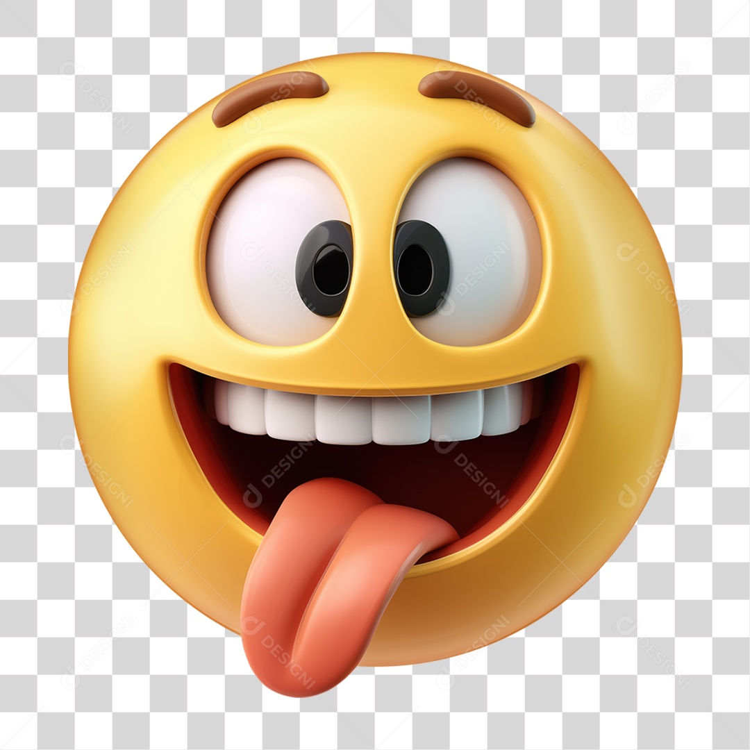 Emoji Sorrindo com a Língua para Fora PNG Transparente