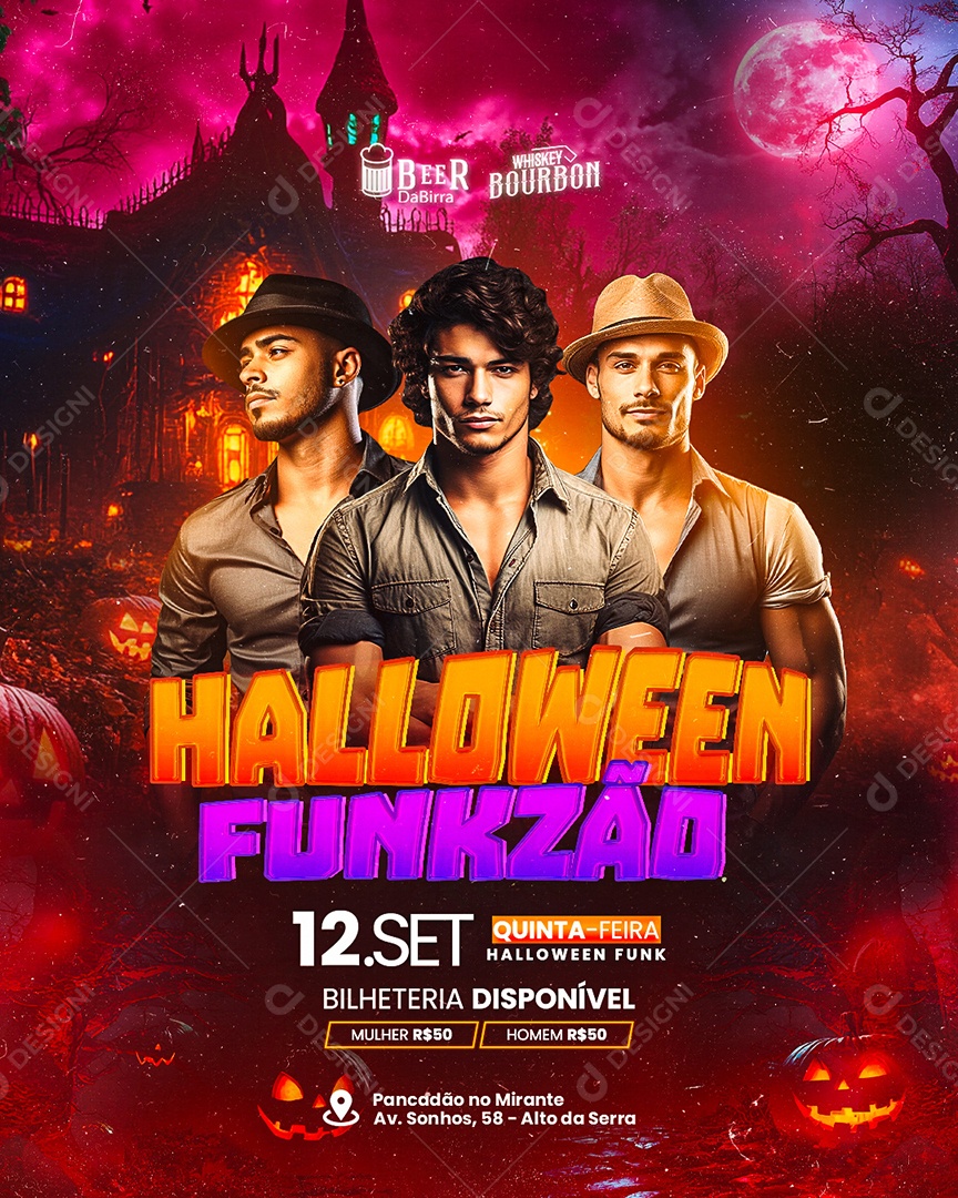Flyer Halloween Funkzão Social Media PSD Editável