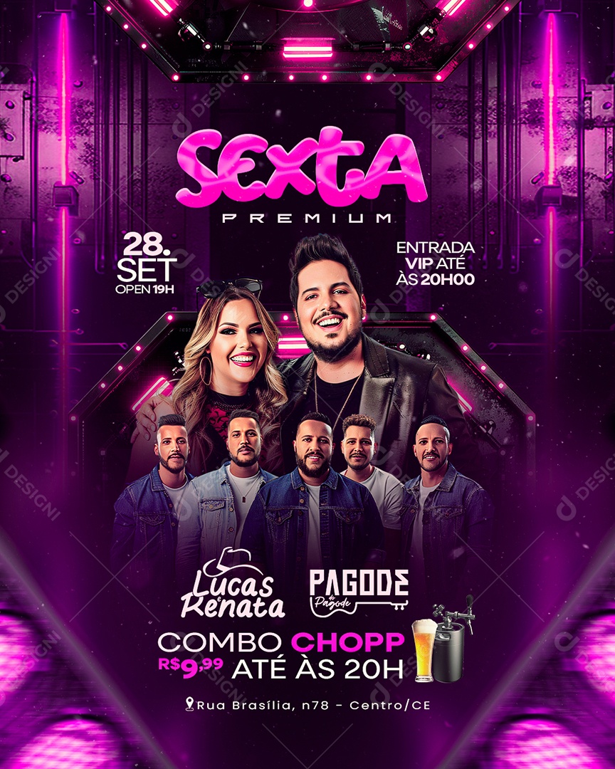 Flyer Sexta Premium Lucas e Renata Social Media PSD Editável