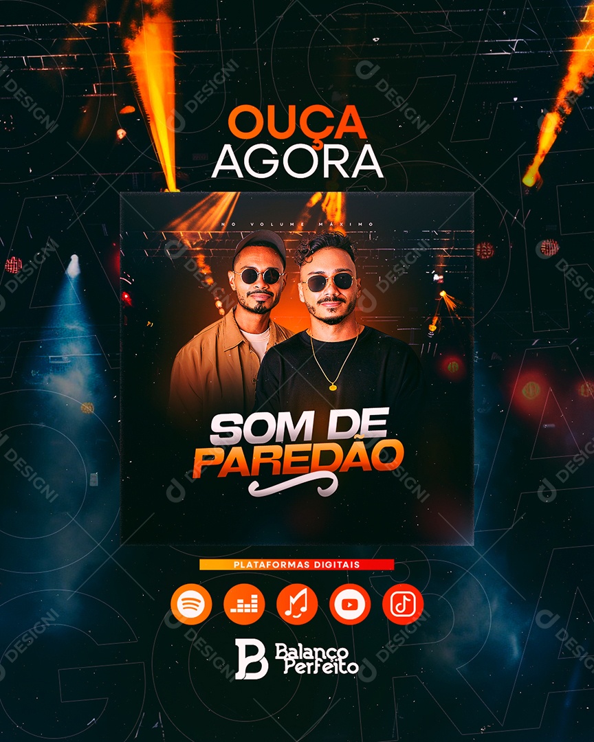 Flyer Ouça Agora Som de Paredão Social Media PSD Editável