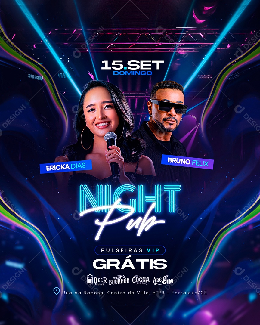 Flyer Night Pub Social Media PSD Editável