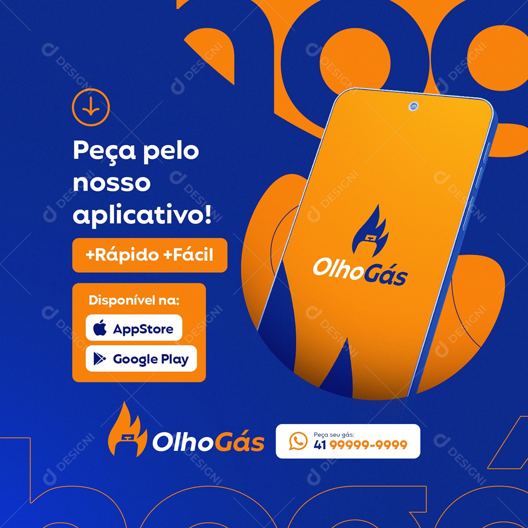 Gás de Cozinha Peça Pelo nosso Aplicativo Social Media PSD Editável