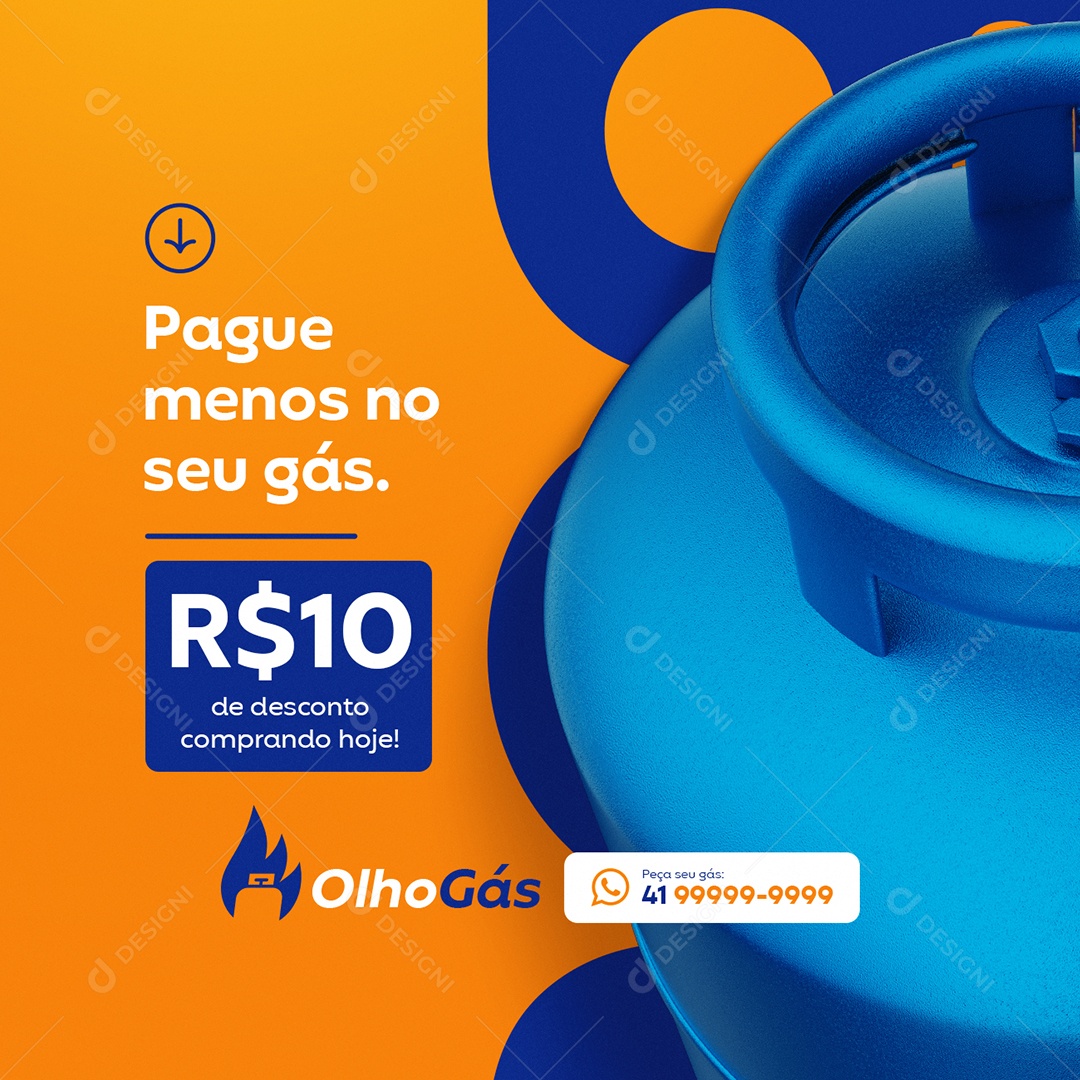 Gás de Cozinha Pague Menos no Seu Gás Social Media PSD Editável