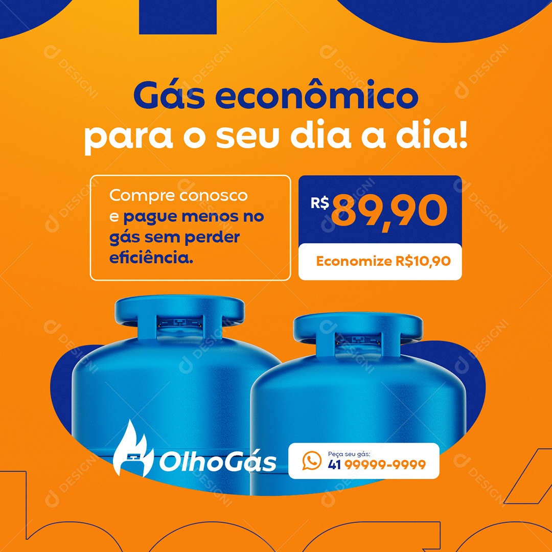 Gás de Cozinha Econômico Social Media PSD Editável