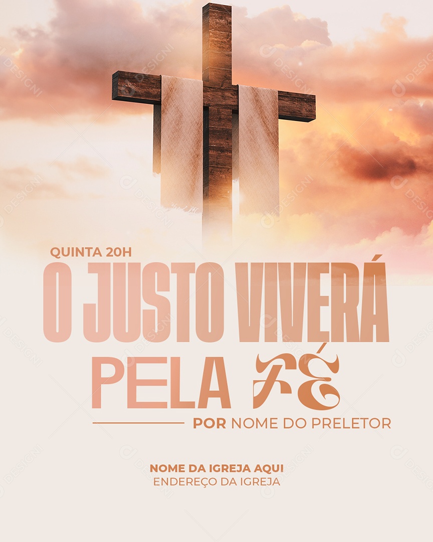 O Justo Viverá pela Fé Social Media PSD Editável