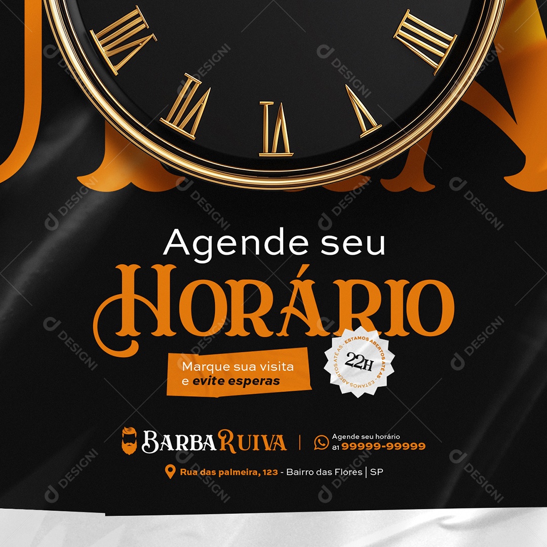 Barbearia Agende seu Horário Social Media PSD Editável