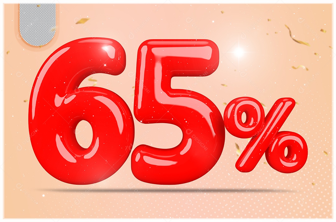 Desconto de 65% Elemento 3D Vermelho  Para Composição PSD35