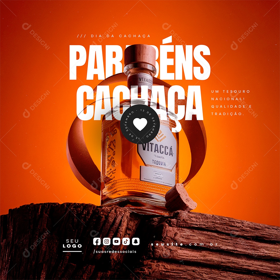 Dia da Cachaça 13 de Setembro Parabéns Social Media PSD Editável