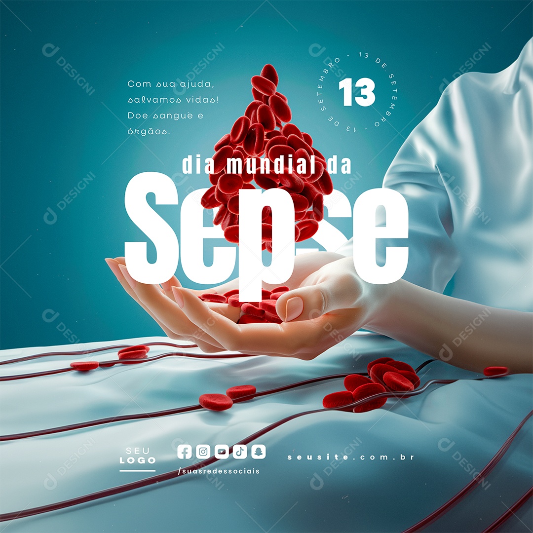 Dia Mundial da Sepse 13 de Setembro Social Media PSD Editável