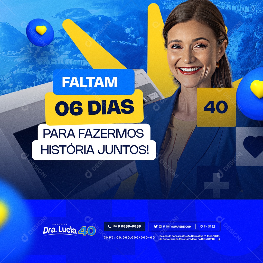 Política Contagem Regressiva Eleição 2024 Prefeita Dra Lucia Social Media PSD Editável