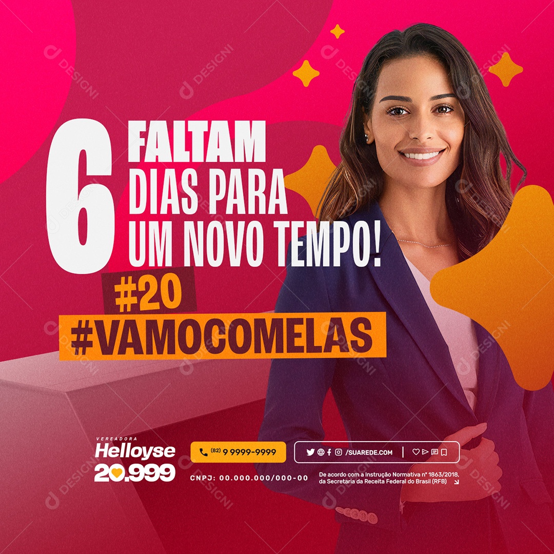 Política Contagem Regressiva Eleição 2024 Vereadora Helloyse Social Media PSD Editável