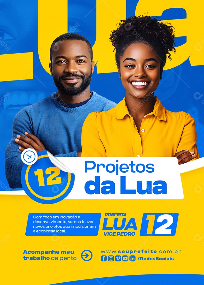 Flyer Política Prefeita Lua Social Media PSD Editável