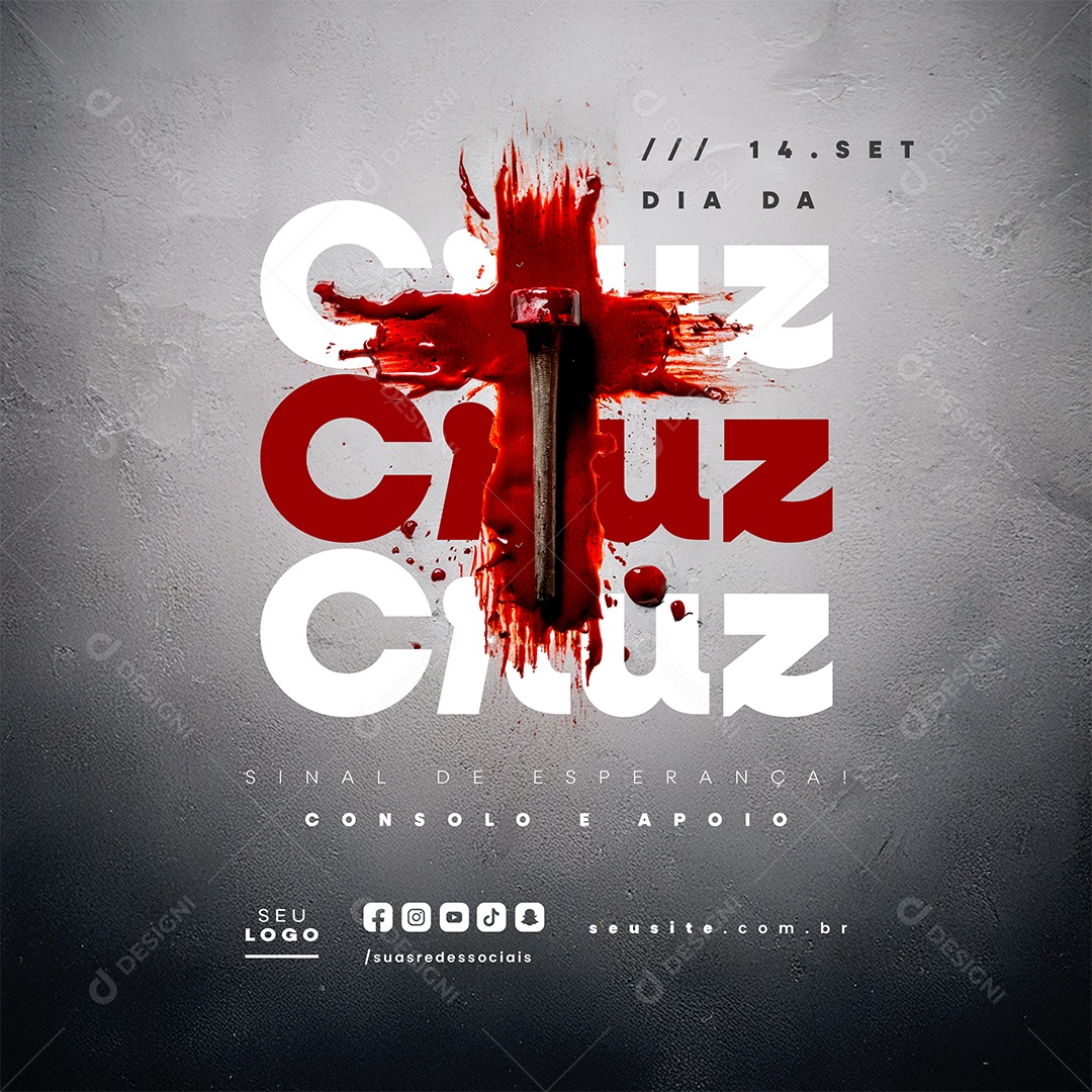 Dia da Cruz 14 de Setembro Sinal de Esperança Social Media PSD Editável