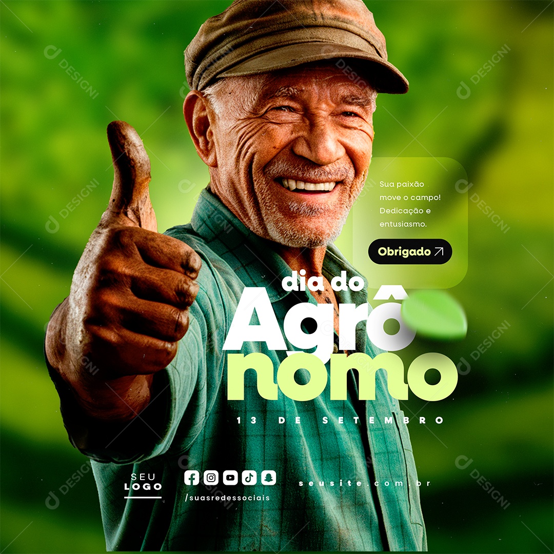 Dia do Agrônomo 13 de Setembro Sua Paixão Move o Campo Social Media PSD Editável