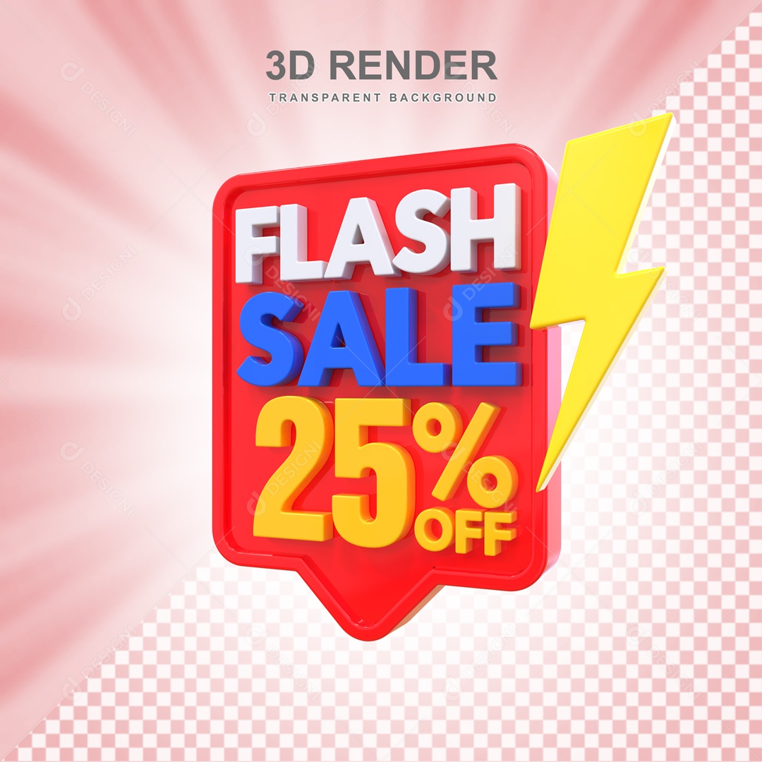 Ofertas Limitada 25% no Off Selo 3D Vermelho e Amarelo para Composição PSD