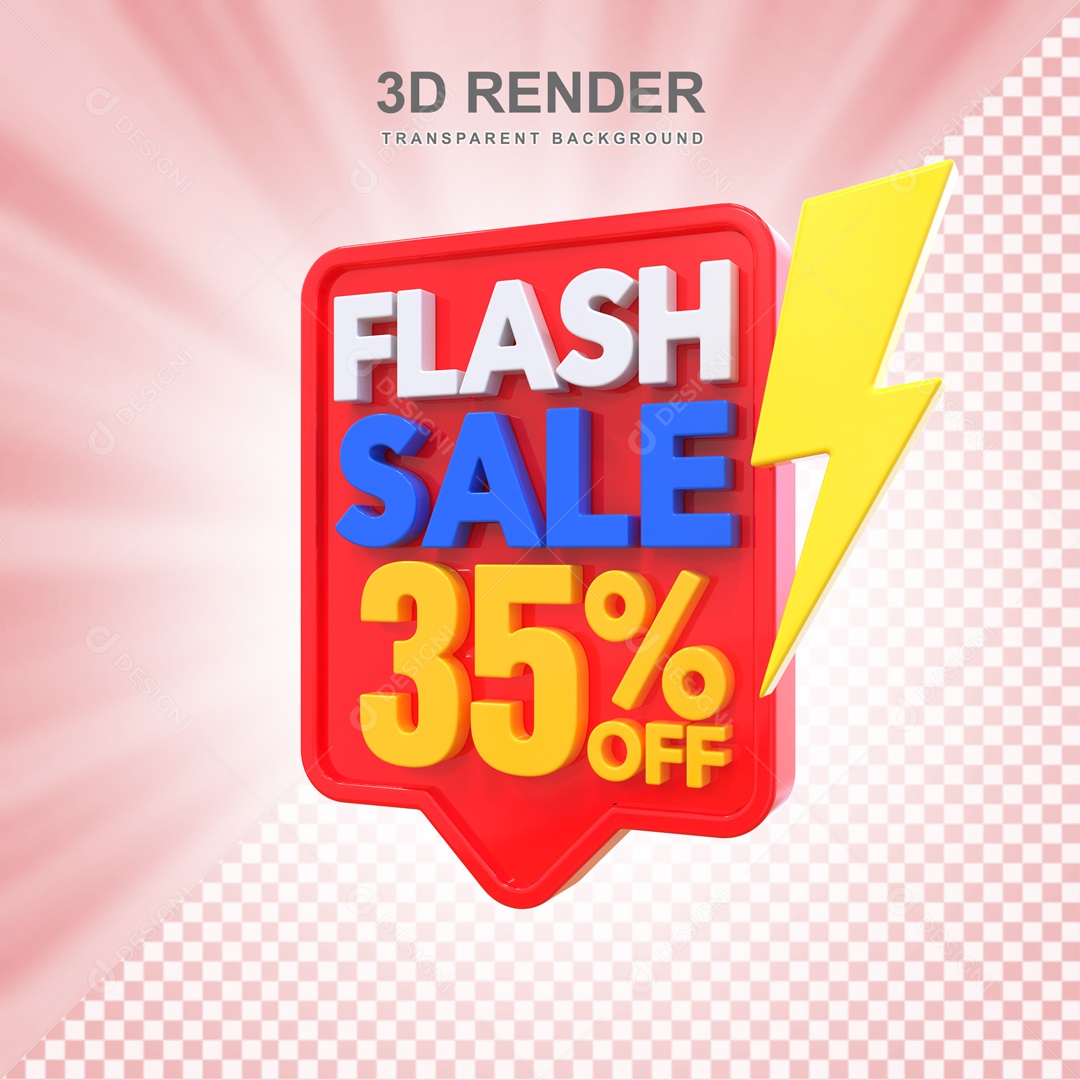 Ofertas Limitada 35% no Off Selo 3D Vermelho e Amarelo para Composição PSD