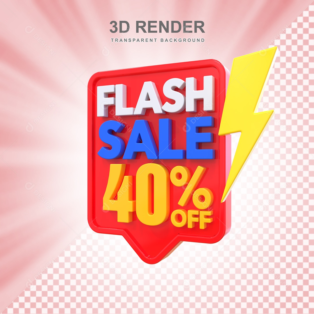 Ofertas Limitada 40% no Off Selo 3D Vermelho e Amarelo para Composição PSD