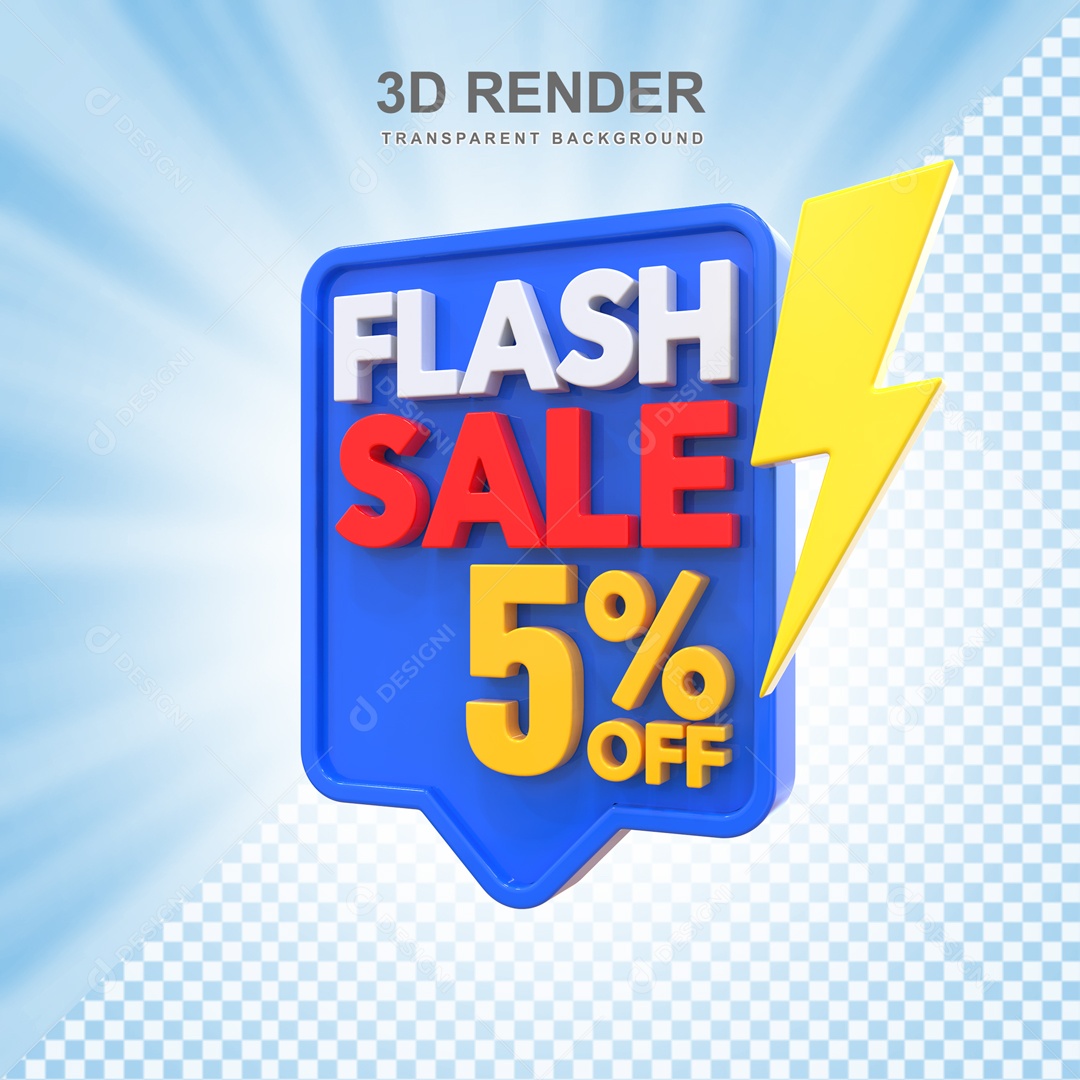 Ofertas Limitada 5% no Off Selo 3D Azul e Amarelo para Composição PSD
