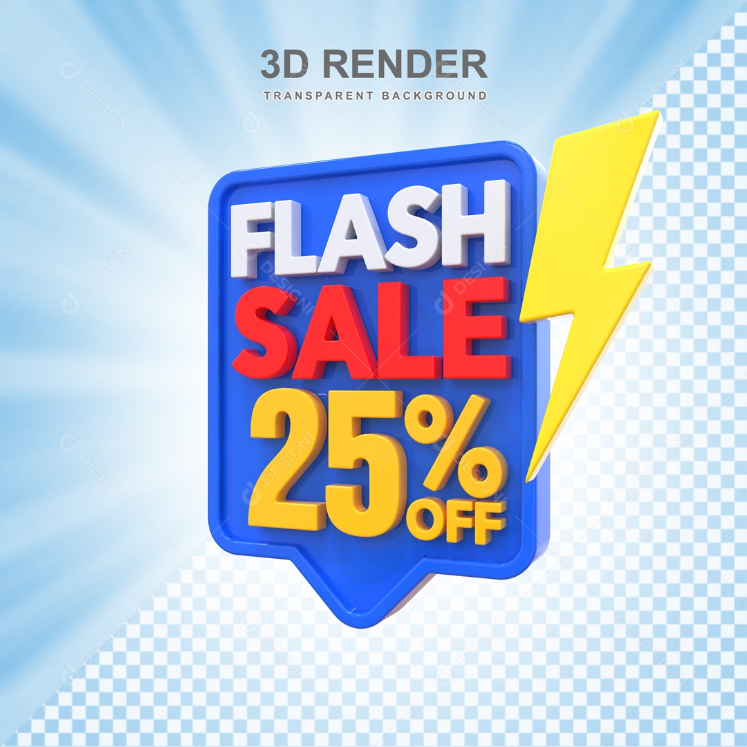 Ofertas Limitada 25% no Off Selo 3D Azul e Amarelo para Composição PSD