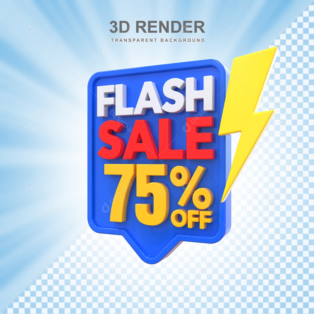Ofertas Limitada 75% no Off Selo 3D Azul e Amarelo para Composição PSD