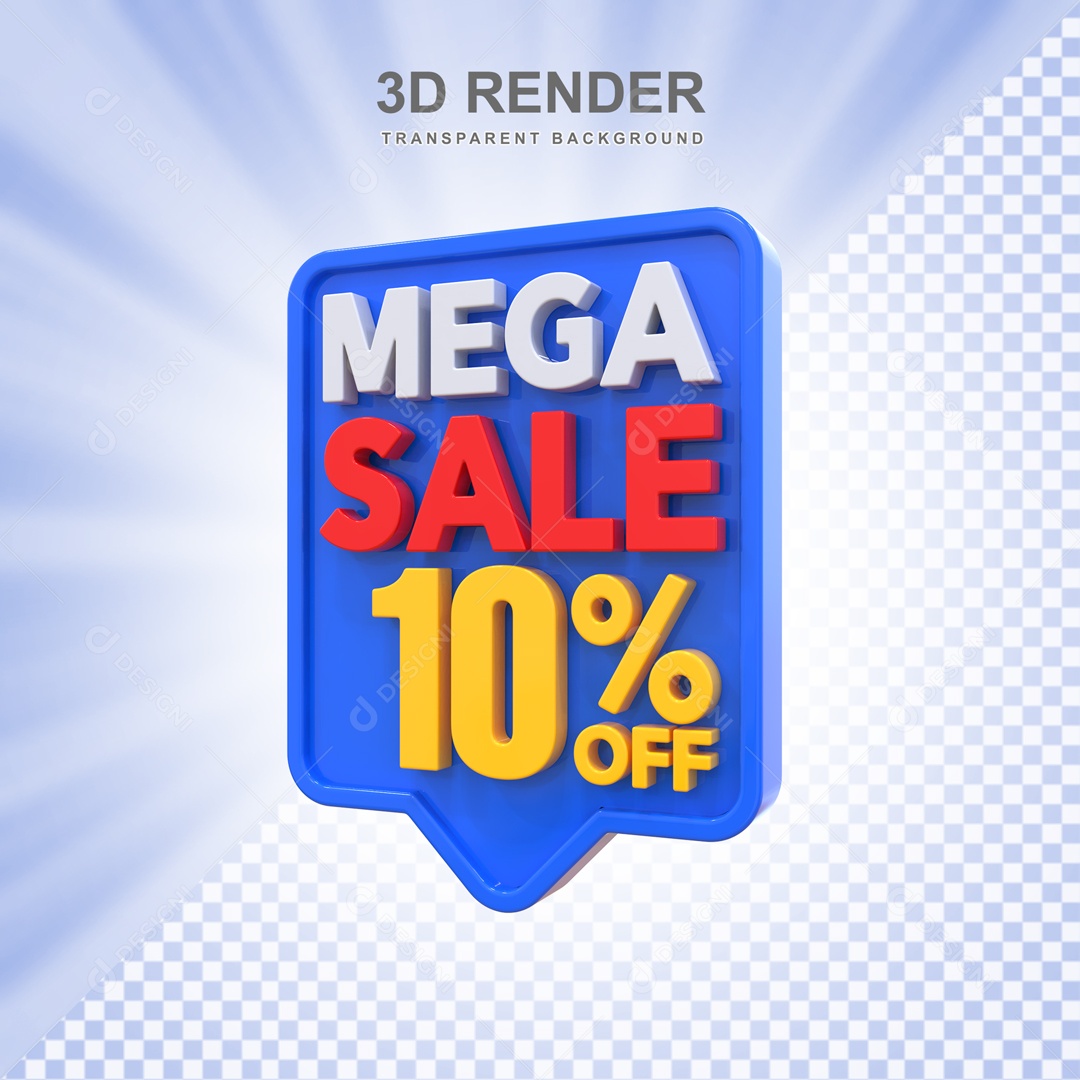 Mega Oferta 10% no Off Selo 3D para Composição PSD