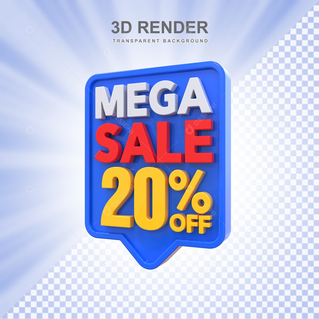 Mega Oferta 20% no Off Selo 3D para Composição PSD