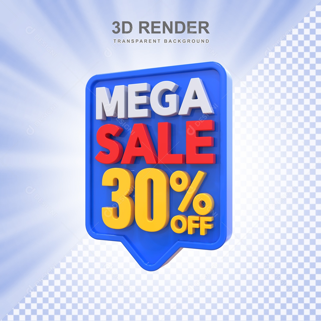 Mega Oferta 30% no Off Selo 3D para Composição PSD