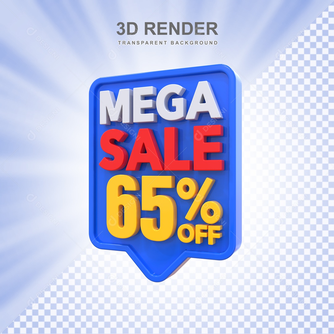 Mega Oferta 65% no Off Selo 3D para Composição PSD
