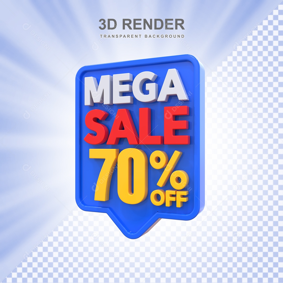 Mega Oferta 70% no Off Selo 3D para Composição PSD