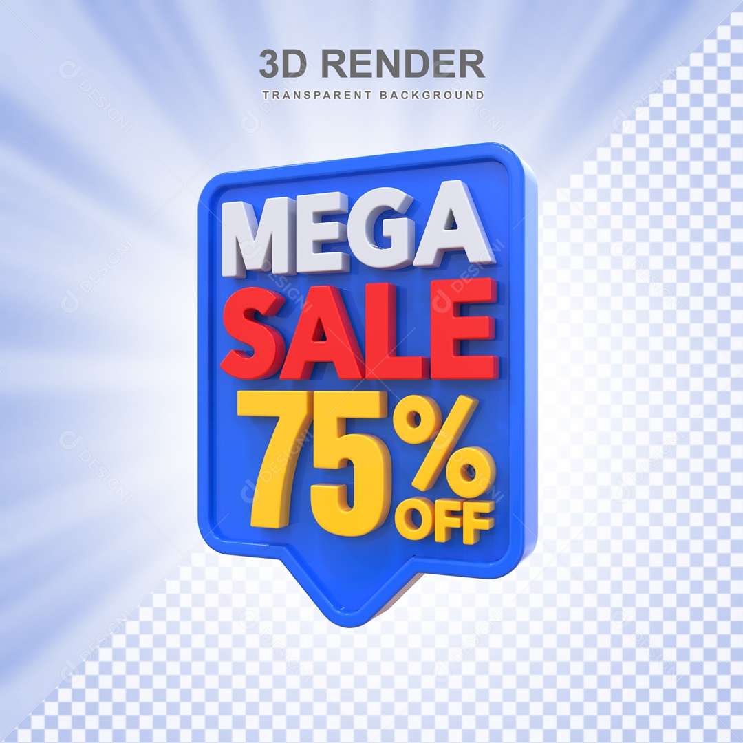 Mega Oferta 75% no Off Selo 3D para Composição PSD