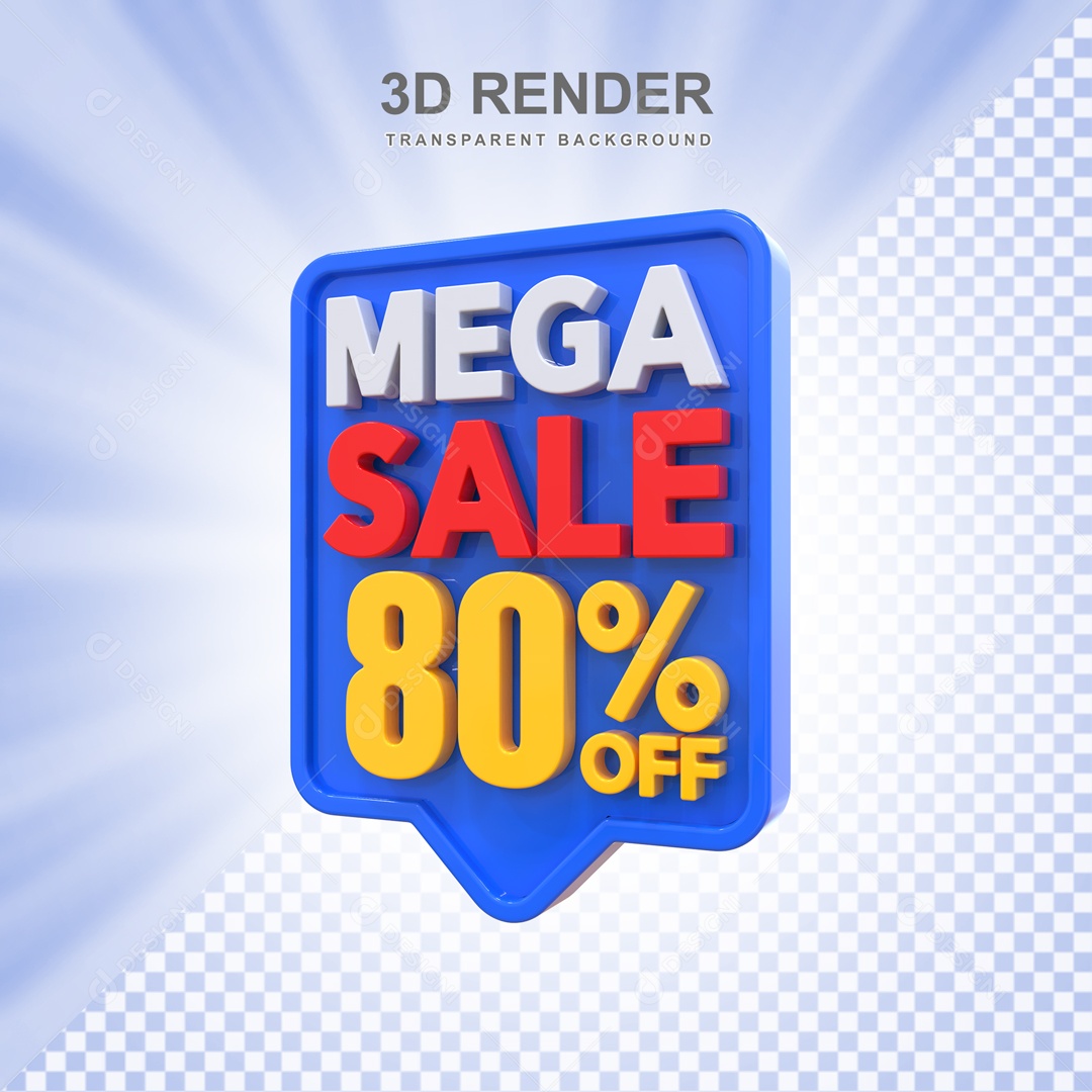 Mega Oferta 80% no Off Selo 3D para Composição PSD