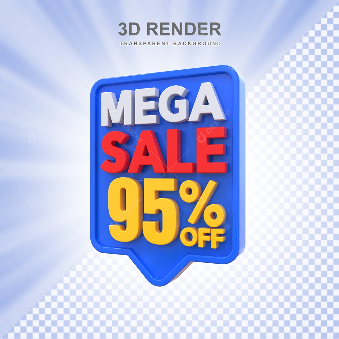 Mega Oferta 95% no Off Selo 3D para Composição PSD