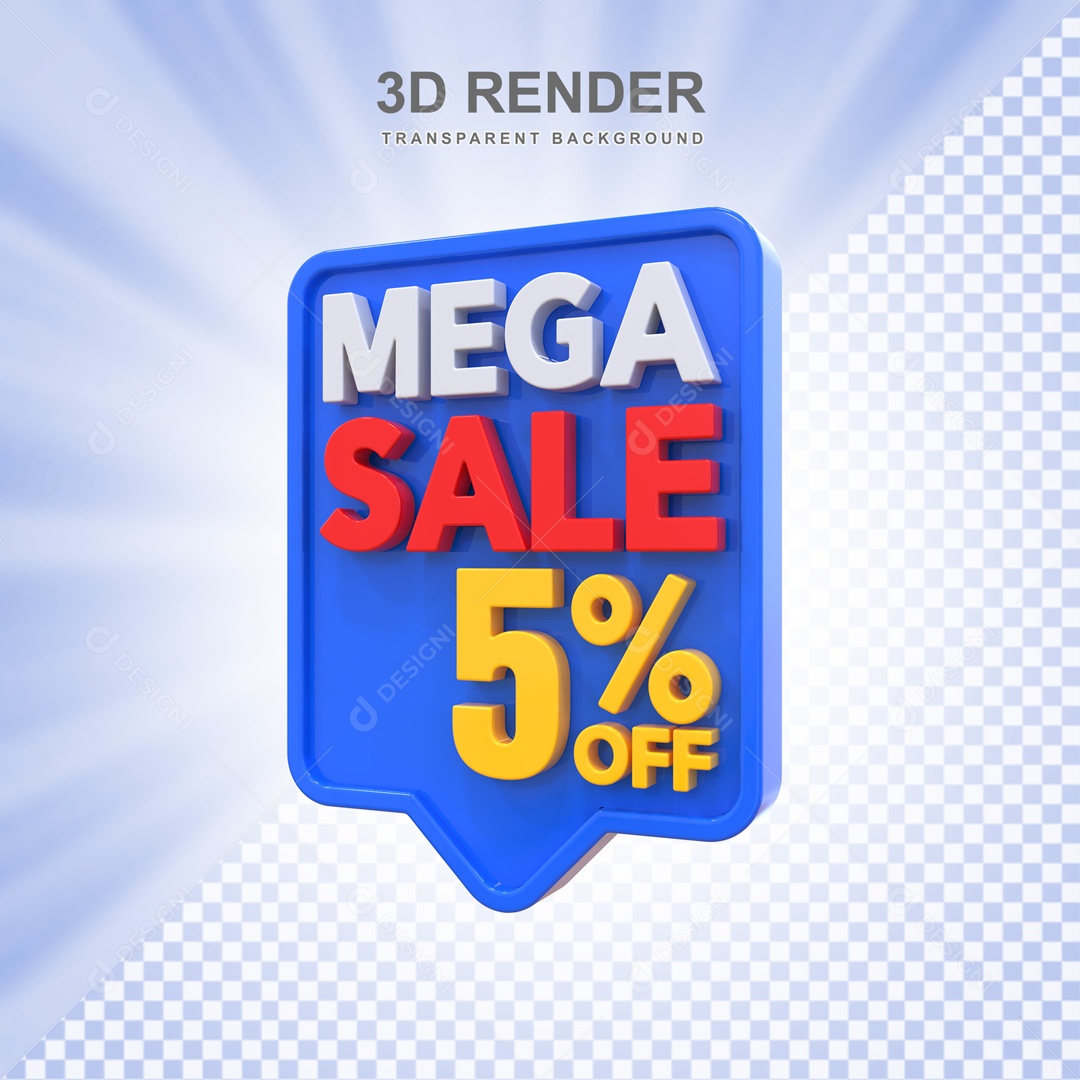 Mega Oferta 5% no Off Selo 3D para Composição PSD