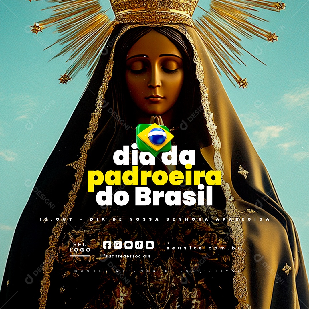 Dia de Nossa Senhora de Aparecida 12 de Outubro Social Media PSD Editável