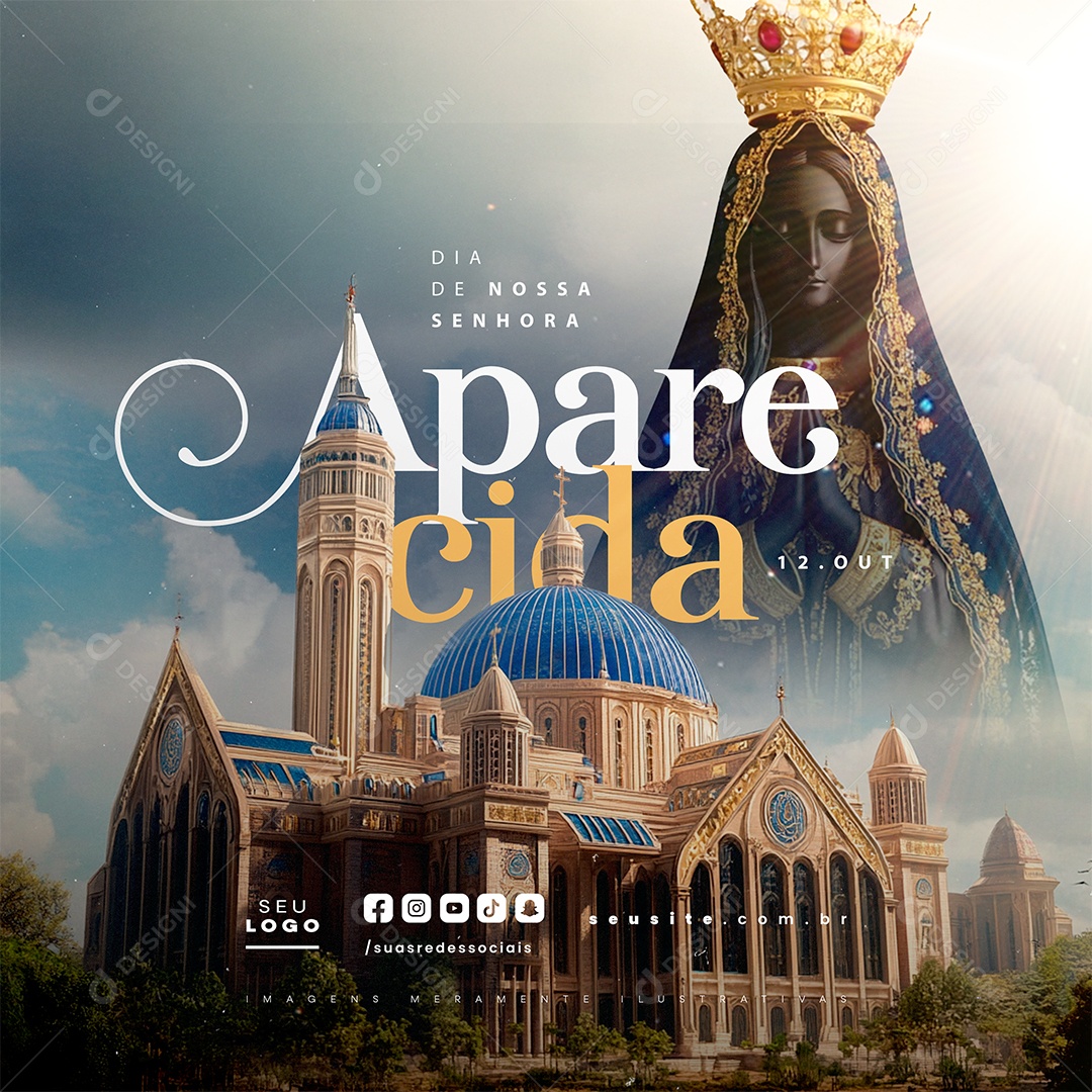 Dia de Nossa Senhora de Aparecida 12 de Outubro Social Media PSD Editável