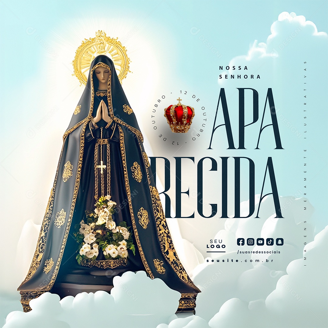 Dia de Nossa Senhora de Aparecida 12 de Outubro Social Media PSD Editável