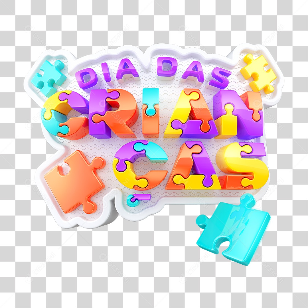 Selo 3D Dia das Crianças para Composição PNG Transparente