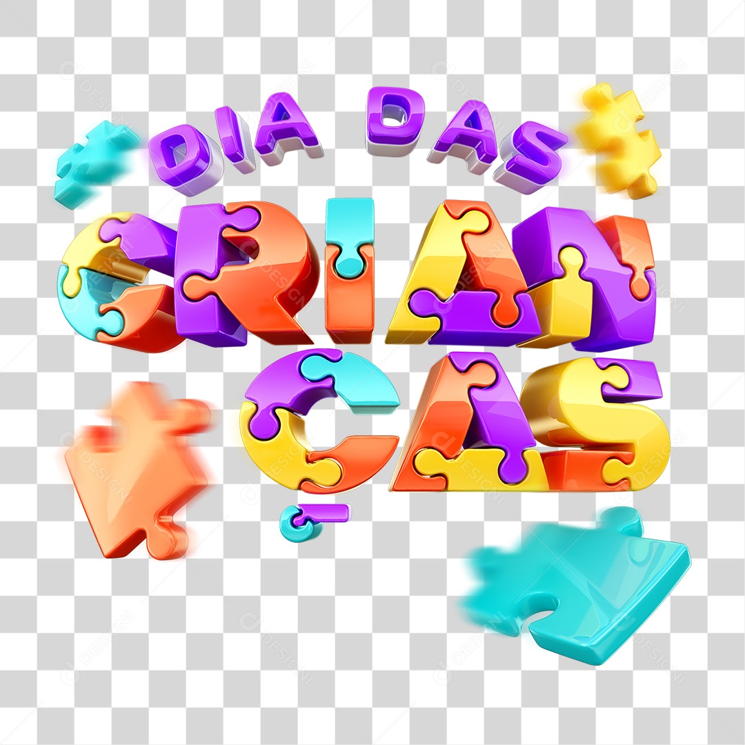 Dia das Crianças Selo 3D para Composição PNG Transparente